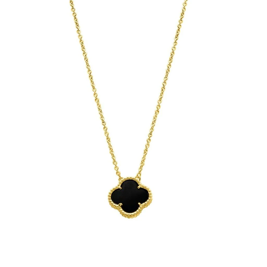 Adornia 14k Gold Plated Black Flower Necklace Rose Gold 1