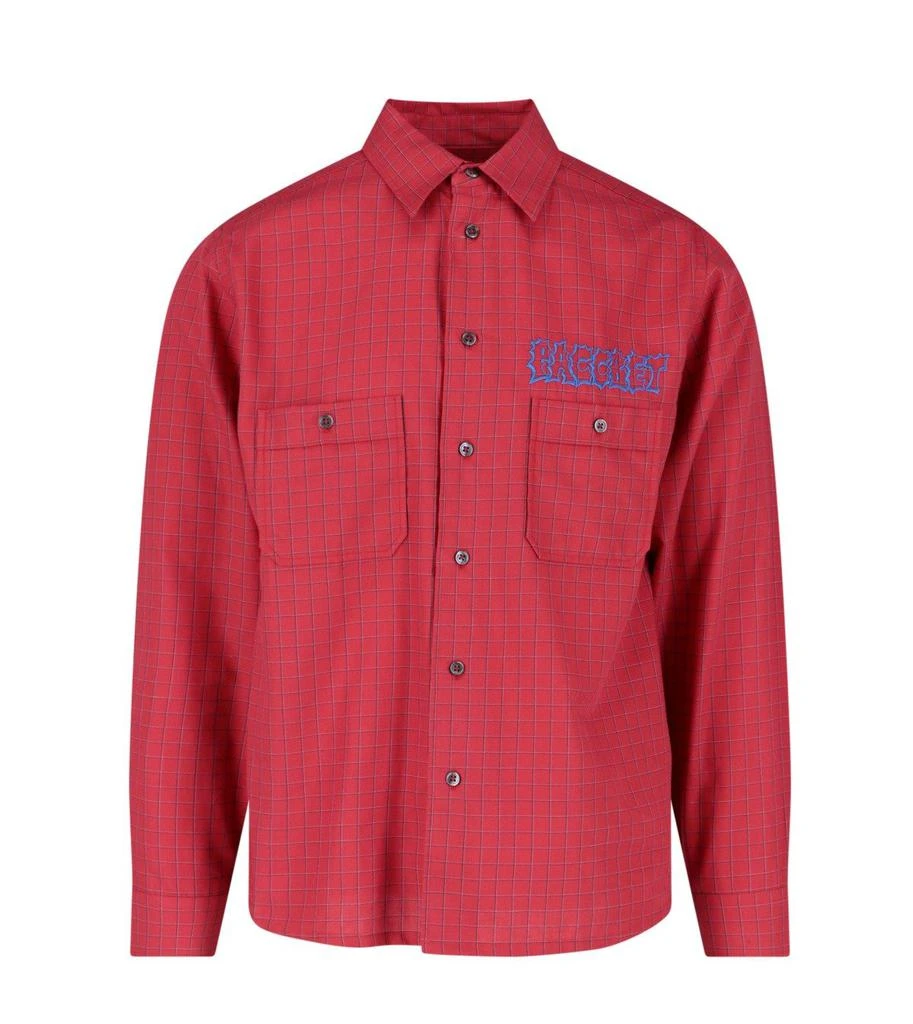 PACCBET PACCBET Logo-Printed Long-Sleeved Checked Shirt 1