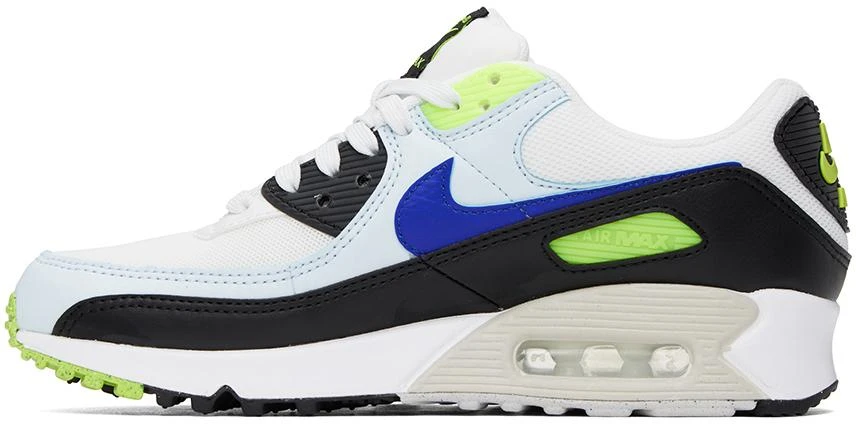 NIKE White & Blue Air Max 90 Sneakers 3