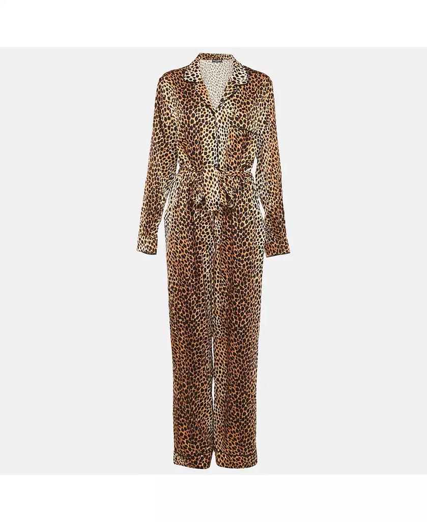 Pre-Owned Dolce & Gabbana Women's Brown Leopard Print Silk Belted Jumpsuit