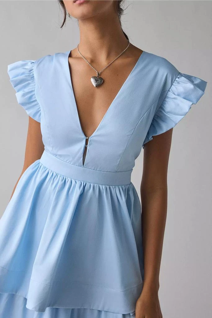 open lace back dress Evelyn Lace Trim Tiered Ruffle Maxi Dress main image 1