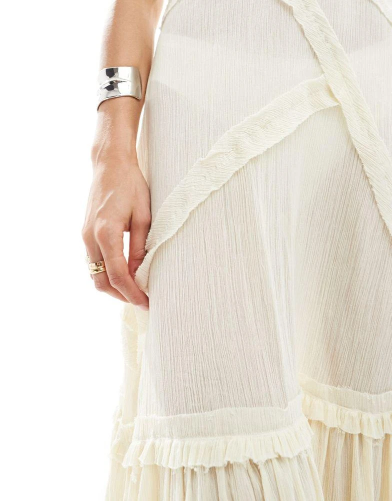 COLLUSION COLLUSION beach maxi woven beach dress with seams in natural - STONE 2