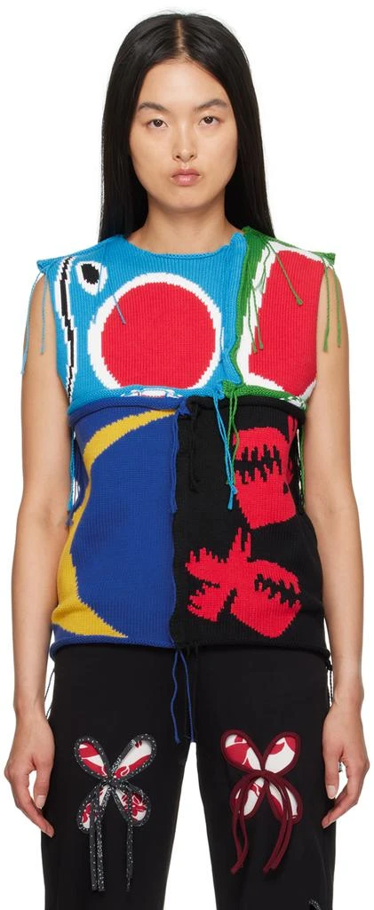 Charles Jeffrey Loverboy Multicolor Patch Cable Knit Vest 1