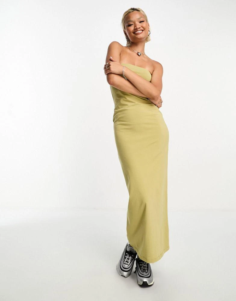 COLLUSION COLLUSION bandeau maxi dress in olive 3