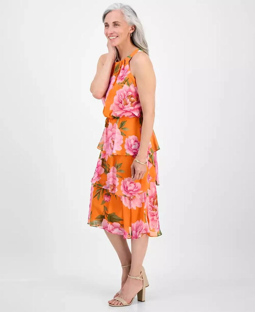 Robbie Bee Petite Tiered Floral-Print Halter Midi Dress 3