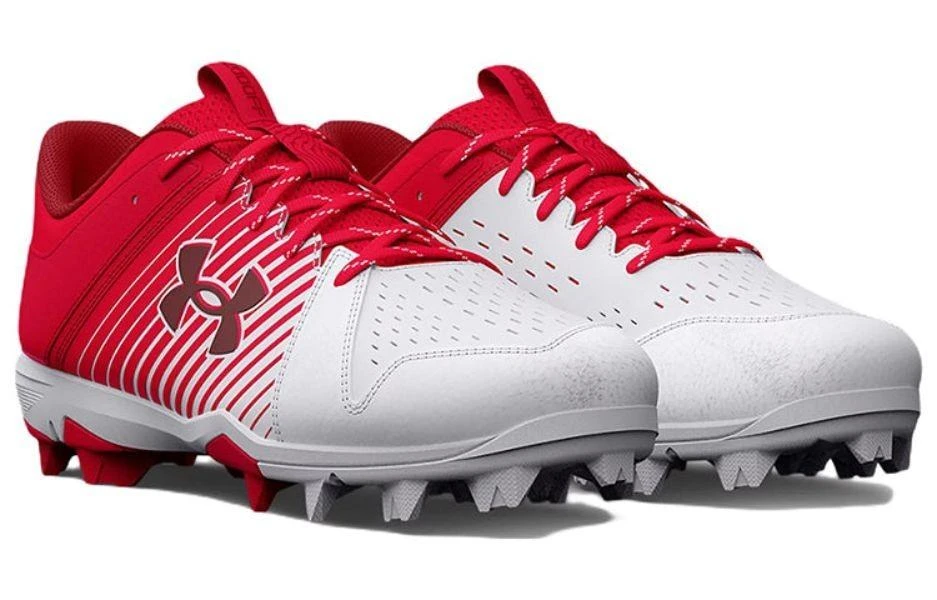 Under Armour Leadoff Low RM 3025589-600 Men's Red White Baseball Cleats ACAD685 from Premium Outlets