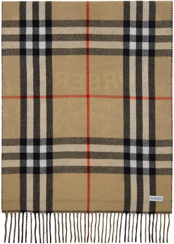 Burberry Beige Reversible EKD Cashmere Scarf