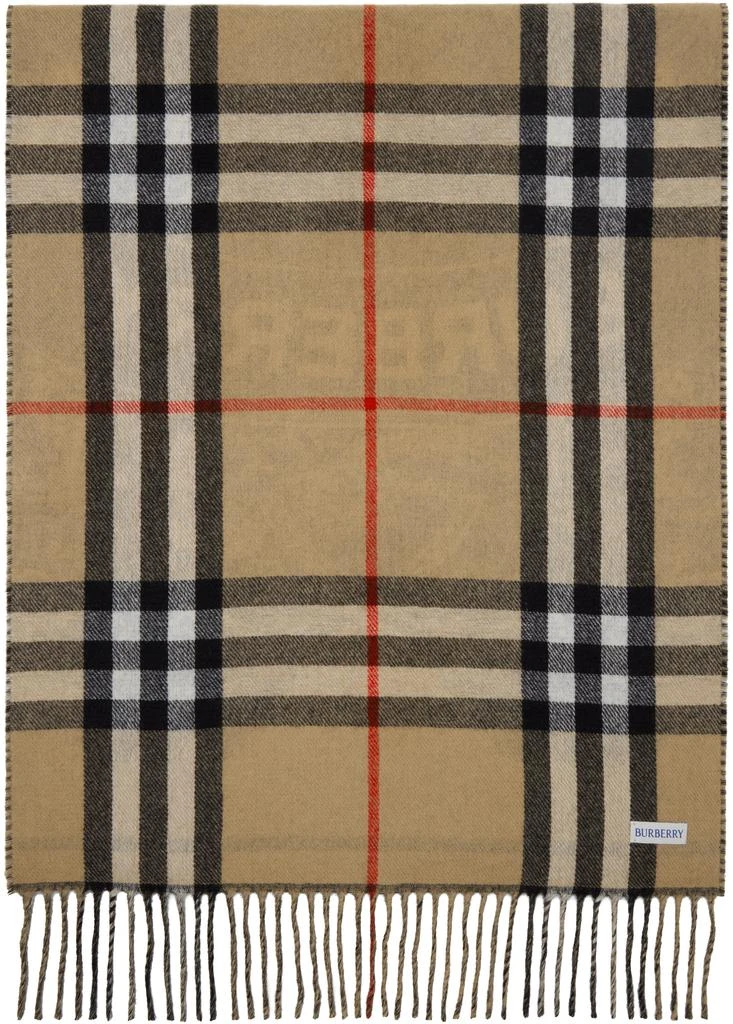Burberry Beige Reversible EKD Cashmere Scarf 2