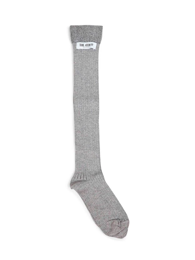 The Attico THE ATTICO | Melange grey ribbed stretch cotton long socks | Women | S 2