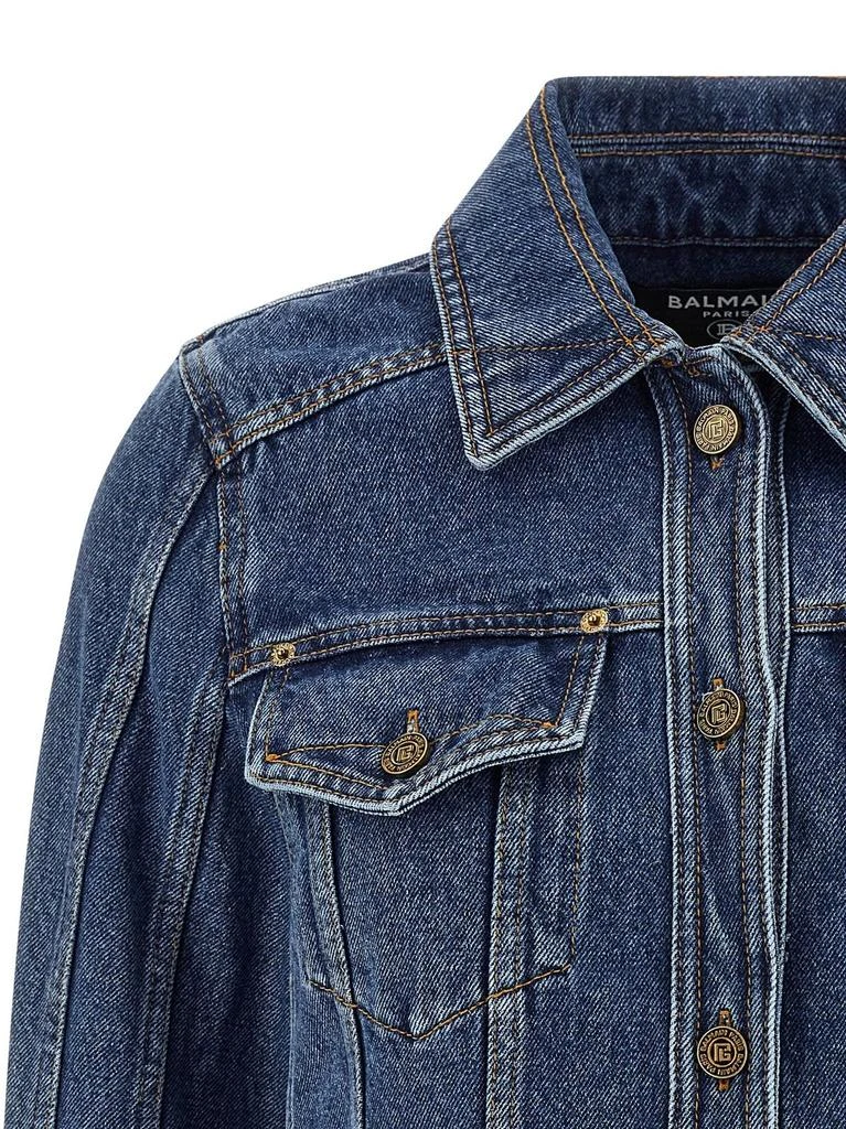Balmain Balmain Cropped Faded Denim Jacket 3