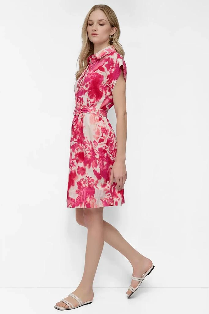 DKNY BELTED FLORAL SHIRT DRESS 4