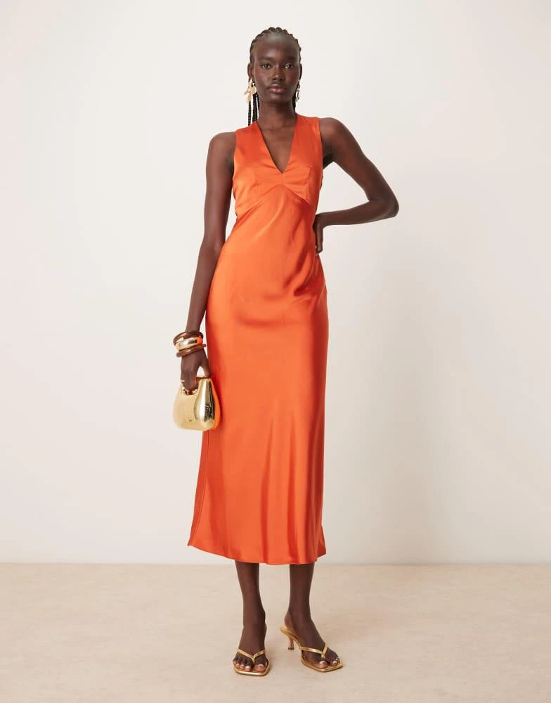 open lace back dress Tie-Shoulder Frill Trim Sleeveless Dress Caramel / XL main image 1