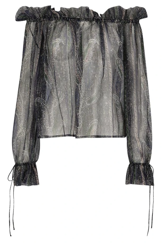 Yves Saint Laurent Saint Laurent Ruffled Off-Shoulder Blouse 1