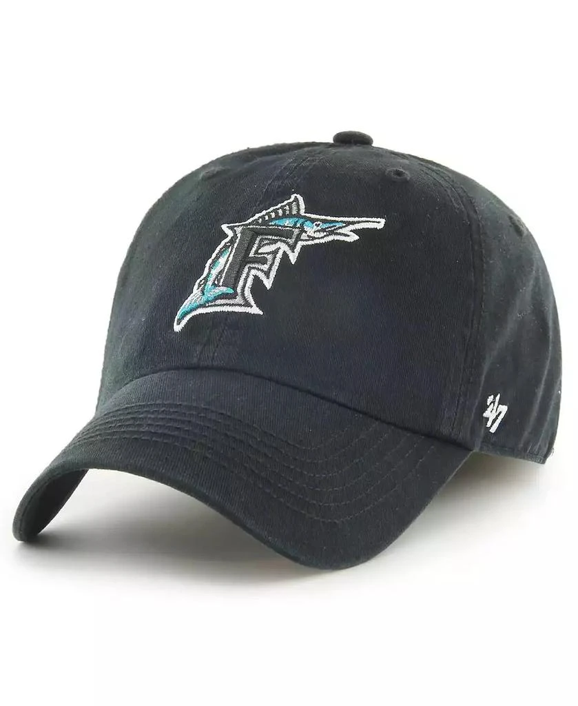47 Brand Men's Black Florida Marlins Cooperstown Collection Franchise Fitted Hat 1