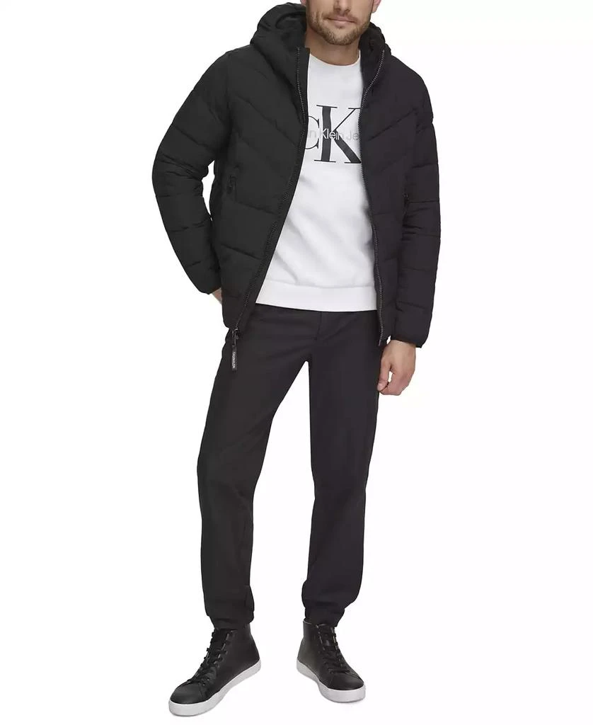 Calvin Klein Men's Chevron Stretch Jacket With Sherpa Lined Hood 4