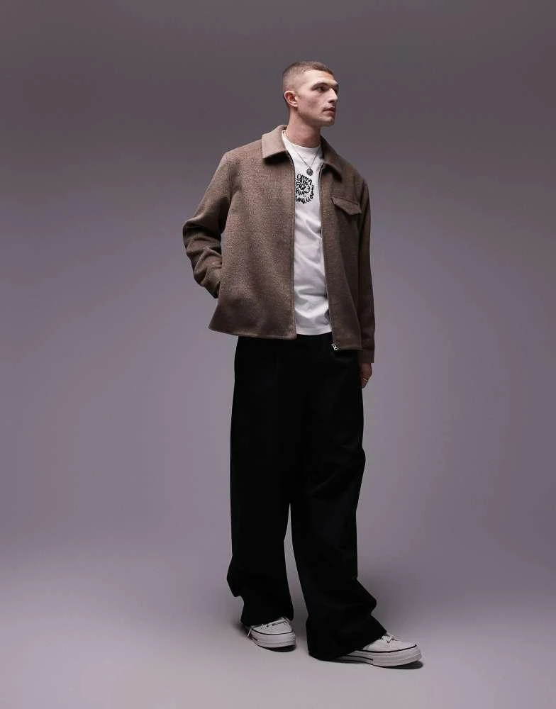 Topman Topman wool look shacket in oatmeal 2