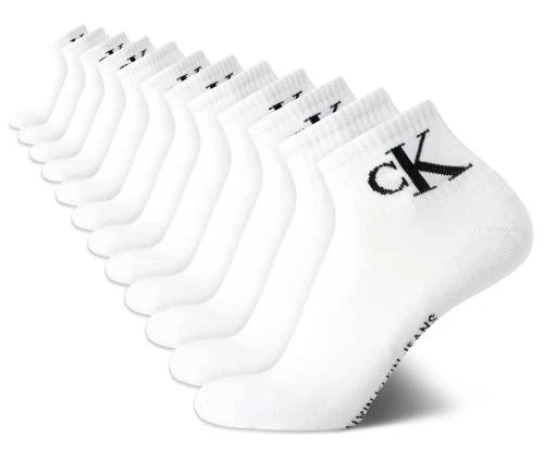 Calvin Klein Calvin Klein Mens Quarter Socks - 12 Pack Breathable Soft Cushioned Quarter Cut Athletic Ankle Socks for Men