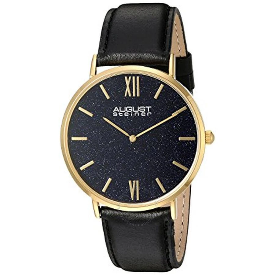 August Steiner Blue Sandstone Dial Black Leather Men's Watch AS8211YGBU 1