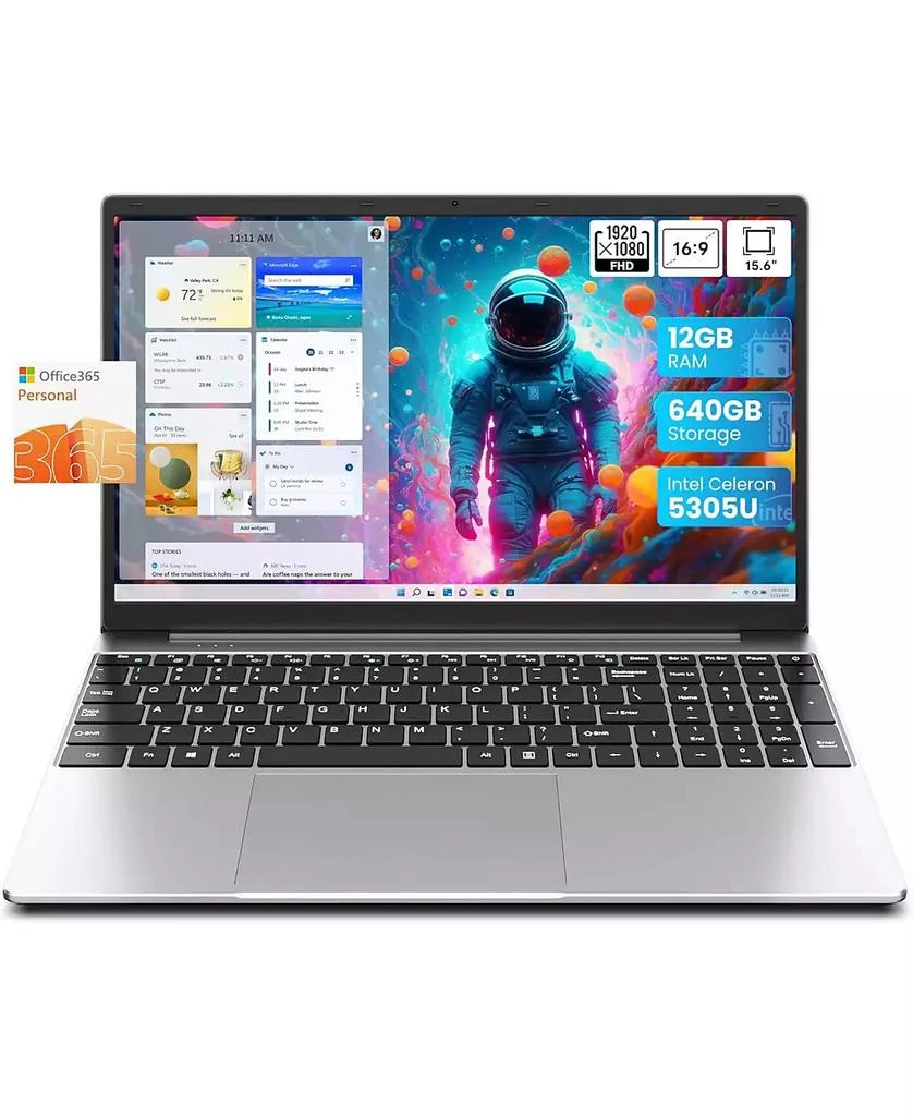 KUU Laptop, 12GB RAM 640GB ROM, Office 365-1 Year 5305U Processor, 15.6 Inch Computer, FHD IPS Screen, 38Wh Battery, 2 Stereo Speakers, USB3.0 2, HDMI