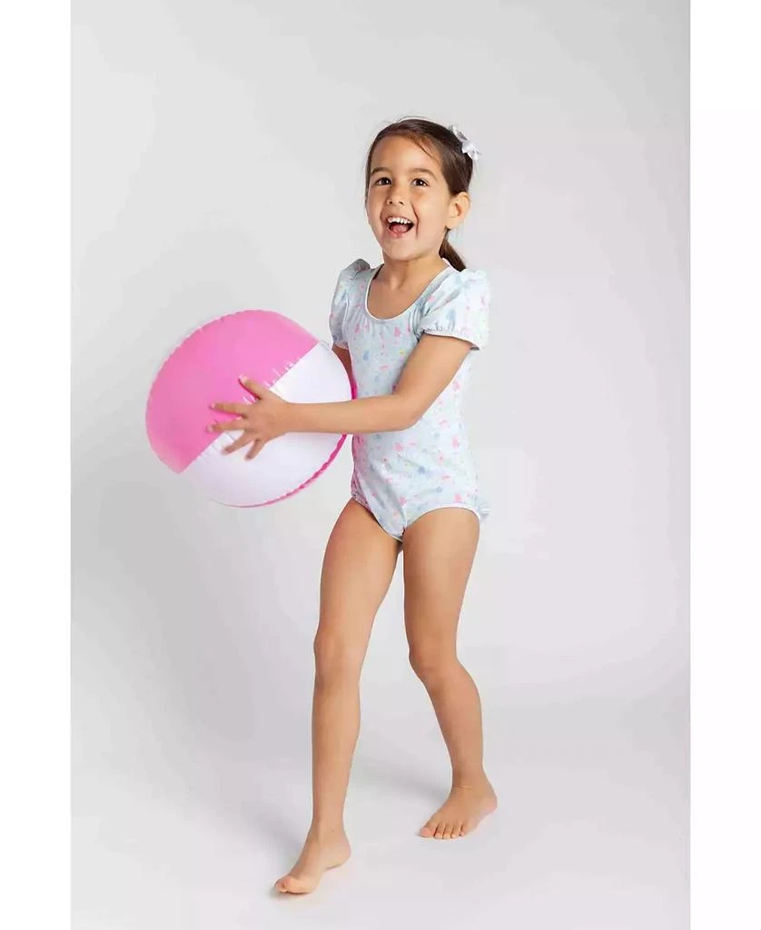 Florence Eiseman Toddler Girls Floral Print Swimsuit with Puff Sleeves 3