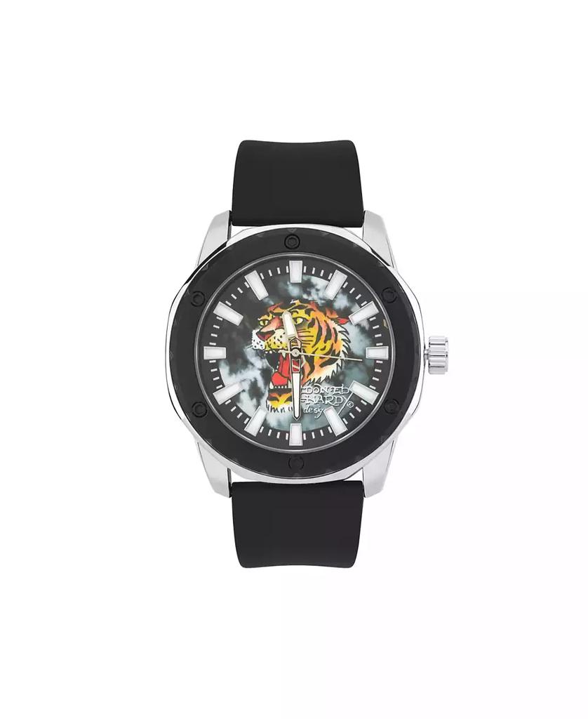 Ed Hardy Men's Matte Black Silicone Strap Analog Watch