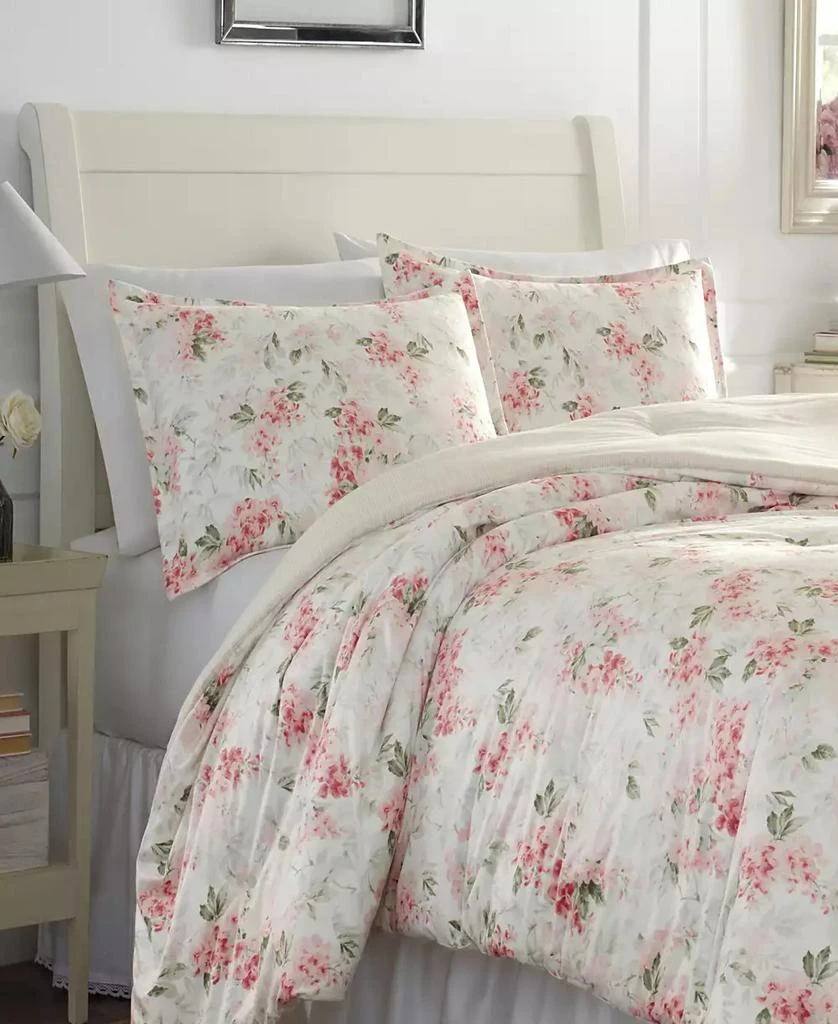 Laura Ashley Wisteria Faux Velour 3 Piece Comforter Set 3