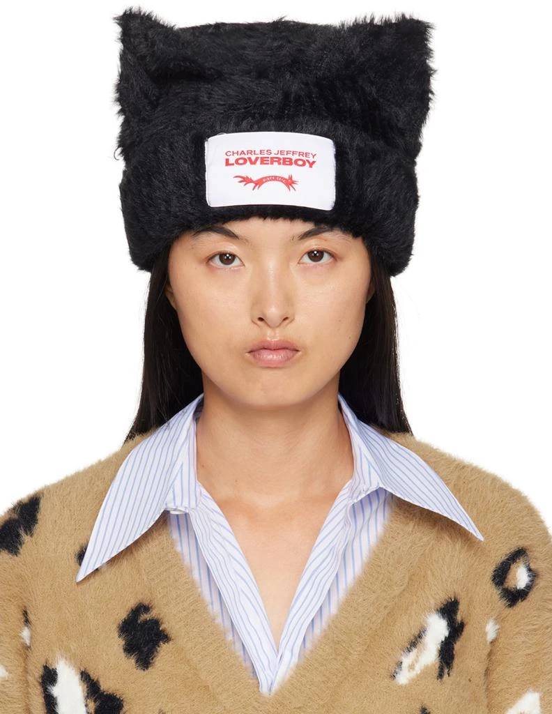 Charles Jeffrey Loverboy Black Fluffy Chunky Ears Beanie 1