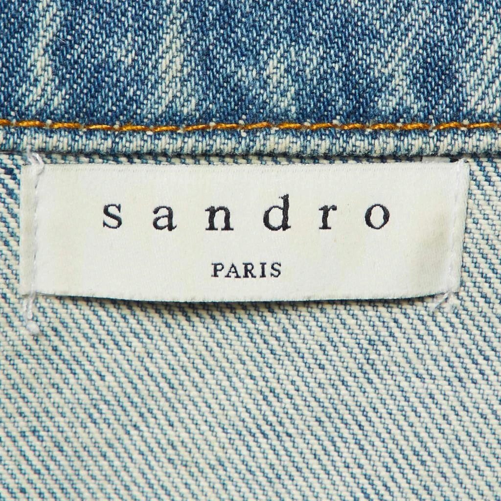 Sandro Sandro Blue Denim Mirror Studded Button Front Jacket S 4