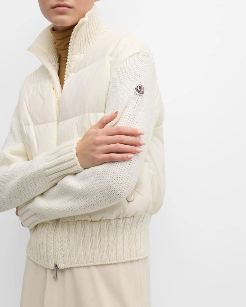Moncler Wool Puffer Cardigan with Logo Embroidery 7