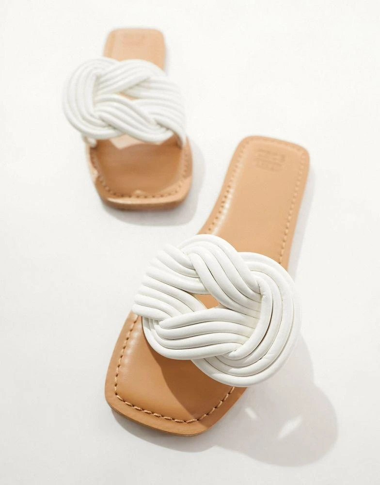 ASOS ASOS DESIGN Fifi woven mule flat sandals in white 3