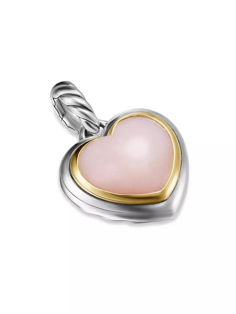 David Yurman Heart Amulet in Sterling Silver and 18K Yellow Gold with Pink Opal, 17MM 2