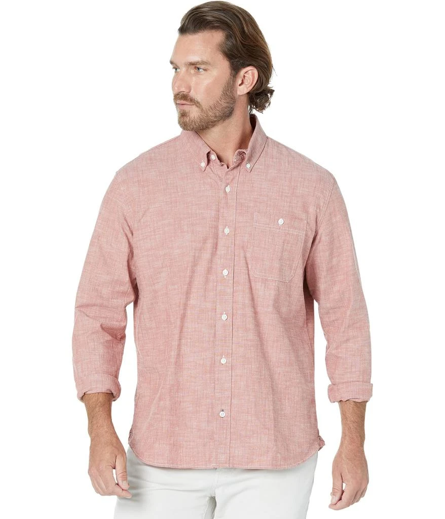 L.L.BEAN Comfort Stretch Chambray Shirt Long Sleeve Traditional Fit 1