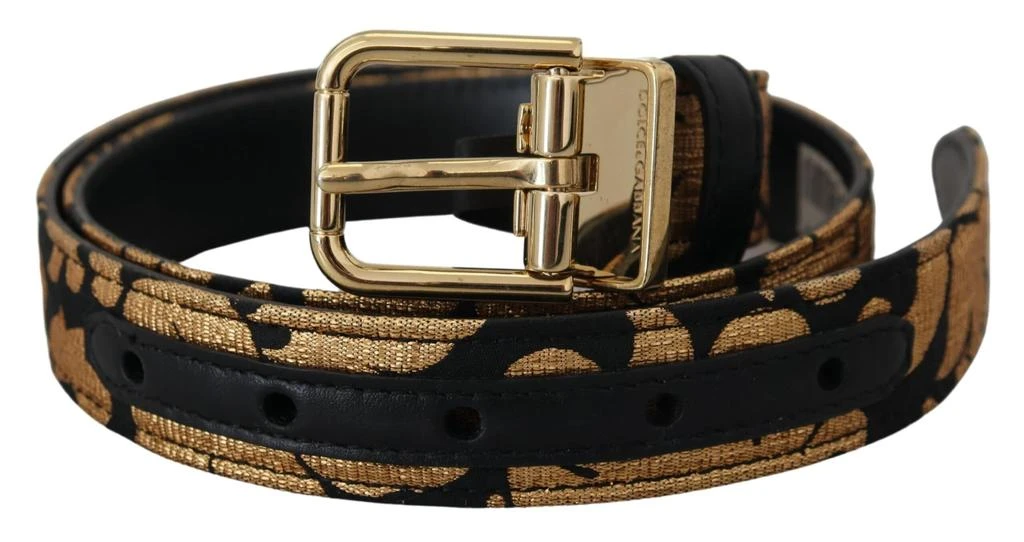 Dolce 
Gabbana Jacquard Leather Logo Buckle Women
s Belt