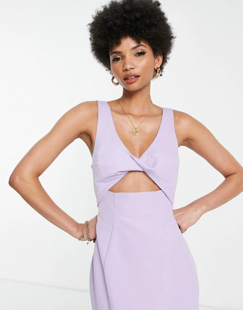 ASOS DESIGN ASOS DESIGN Tall structured midi dress with twist front bodice in lilac 3