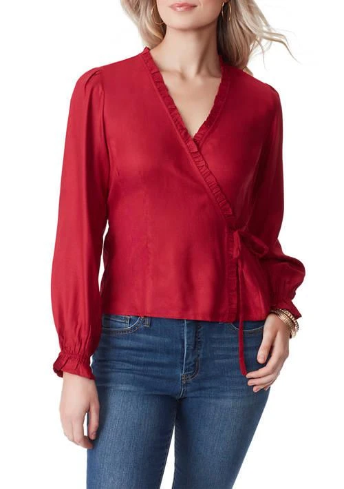 Jessica Simpson Simpson Tanya Long Sleeve Crepe Wrap Top 1