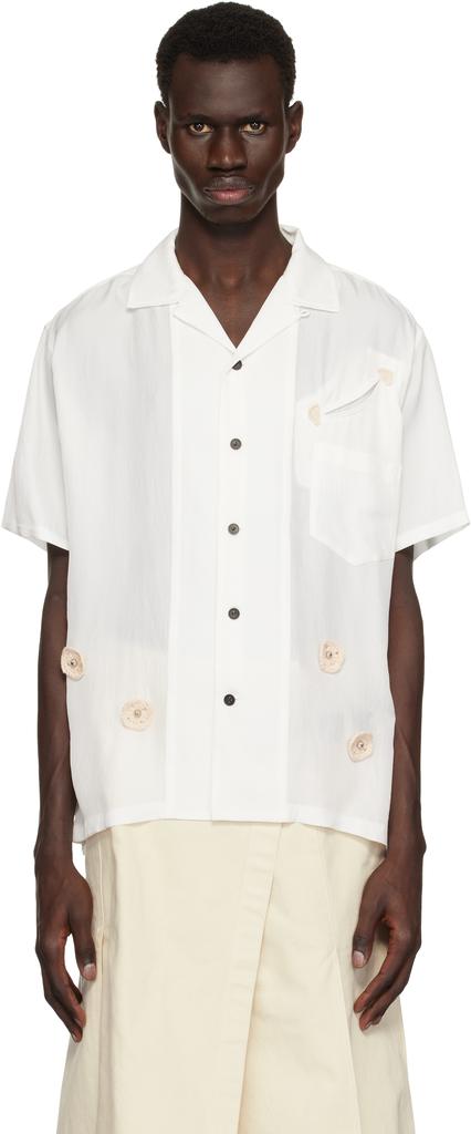 Toga Virilis Navy Slab Tropical Fringe Shirt - Shirts