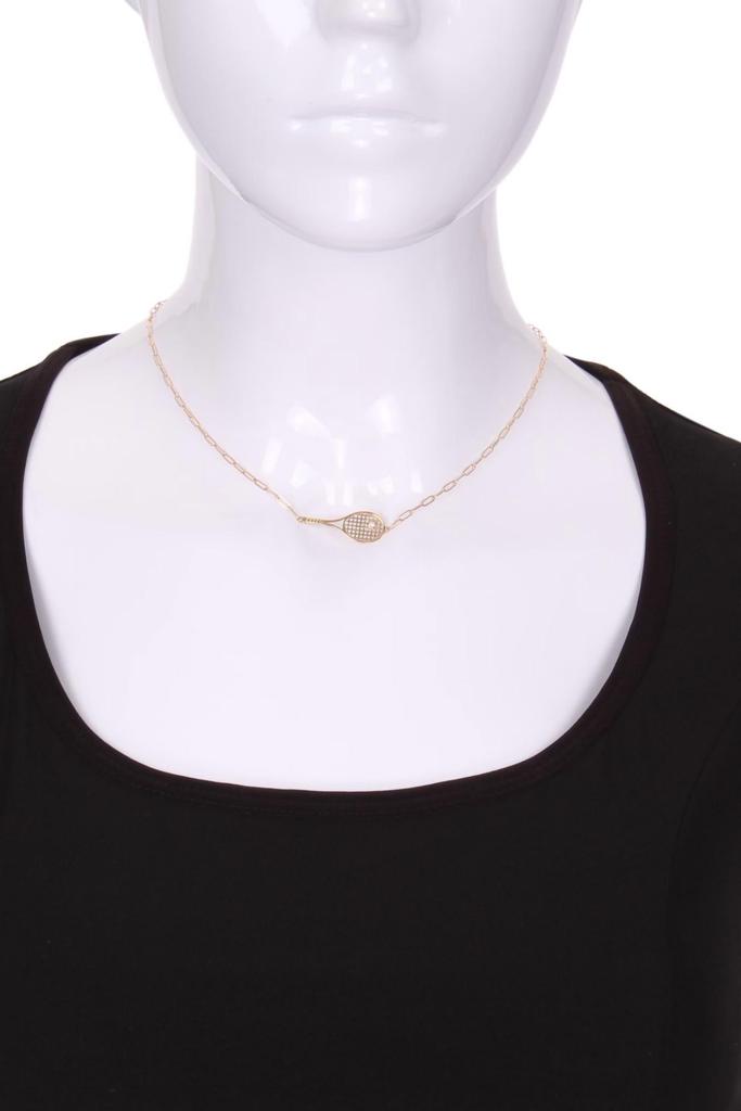 Love Love Tennis Love Love Tennis - Women's Gold Racket + Diamond Ball Necklace