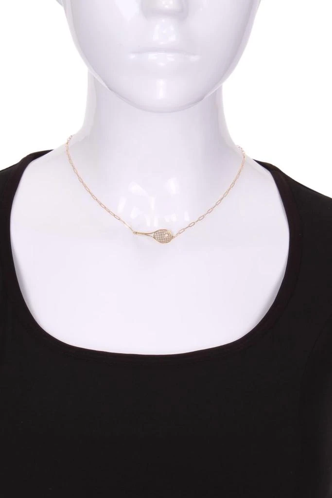 Love Love Tennis Love Love Tennis - Women's Gold Racket + Diamond Ball Necklace 2