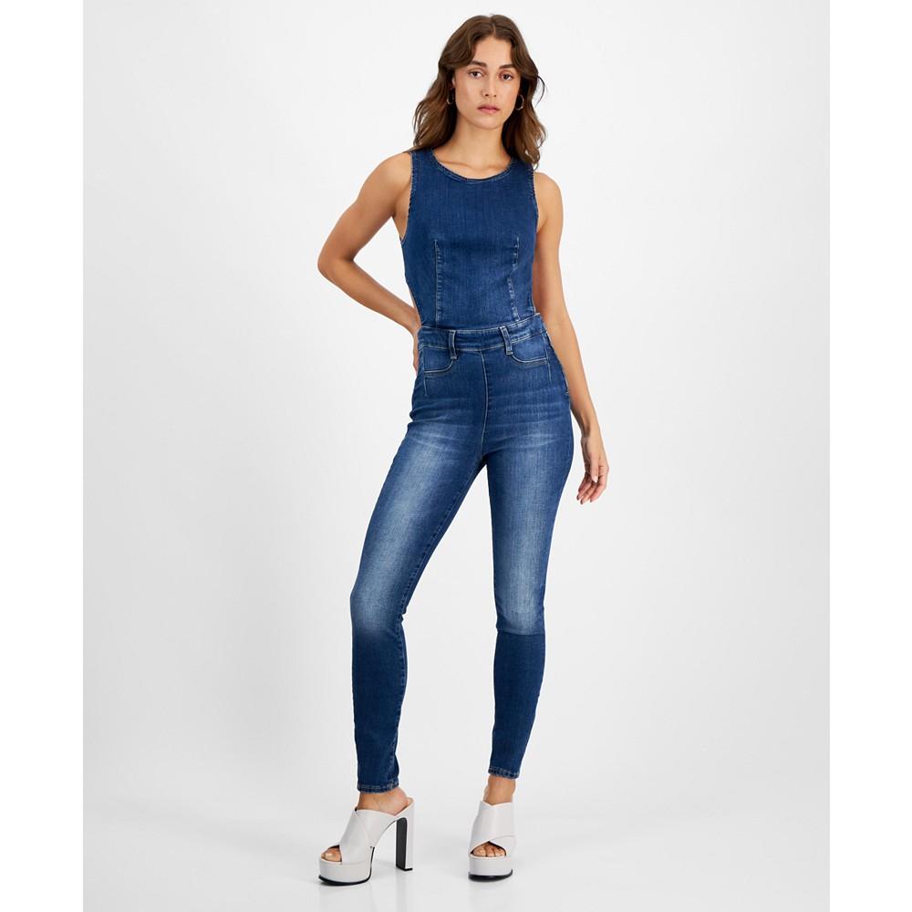 Women's Lola Open-Back Skinny Denim Jumpsuit – On Sale Now