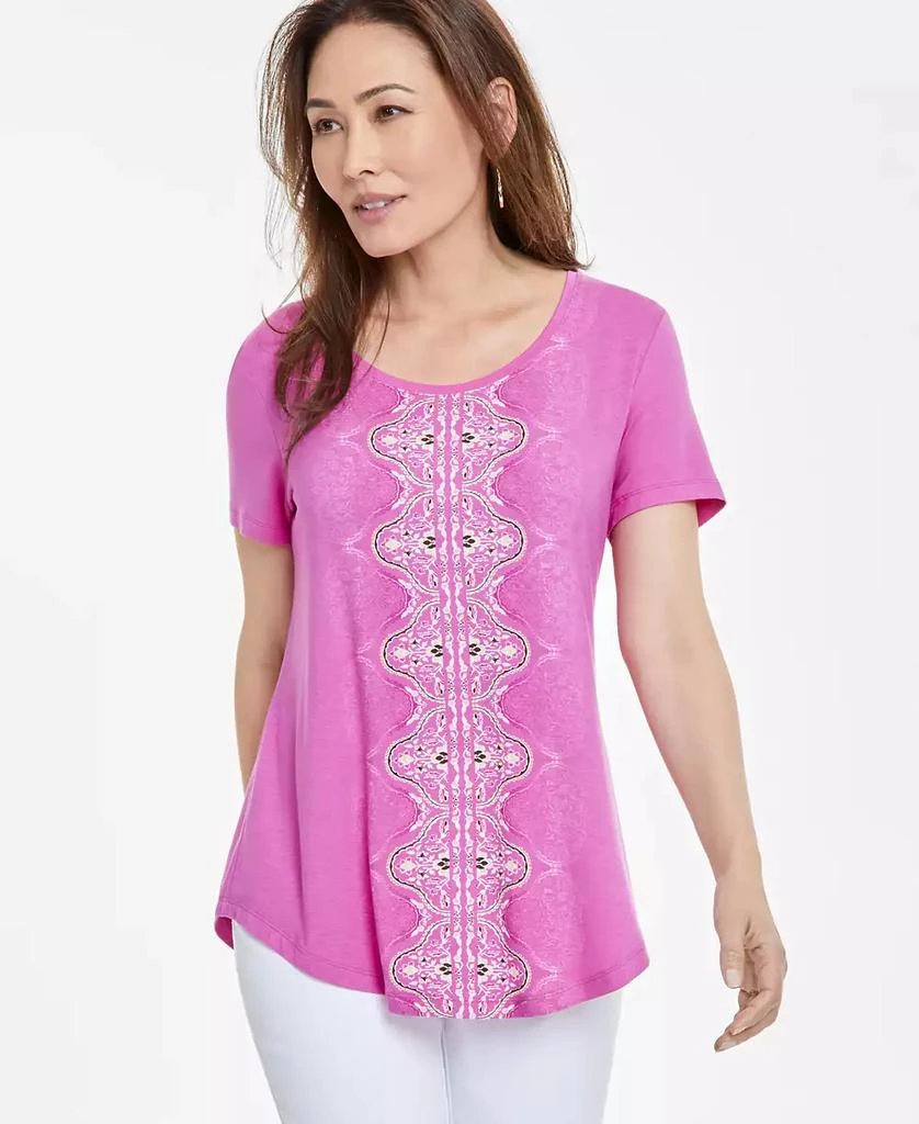 JM Collection Women's Printed Short-Sleeve Top, Exclusively at Macy's 1