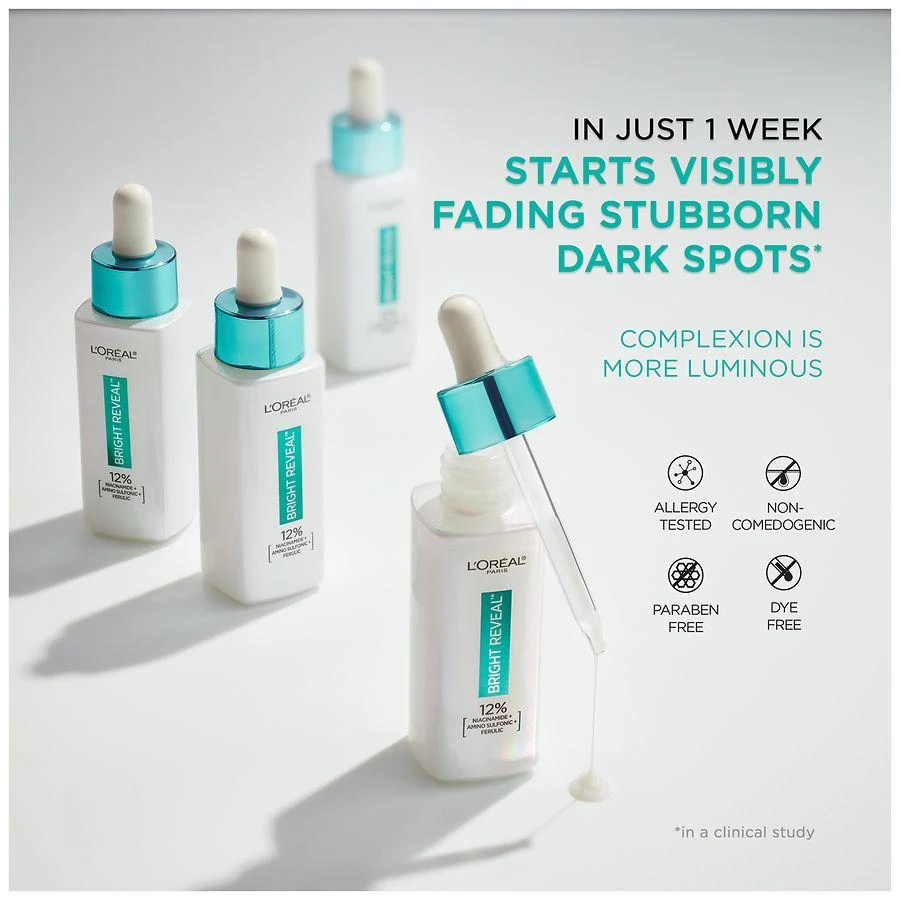L
Oreal Paris Bright Reveal 12% Niacinamide + Amino Sulfonic + Ferulic Acid Dark Spot Serum 6