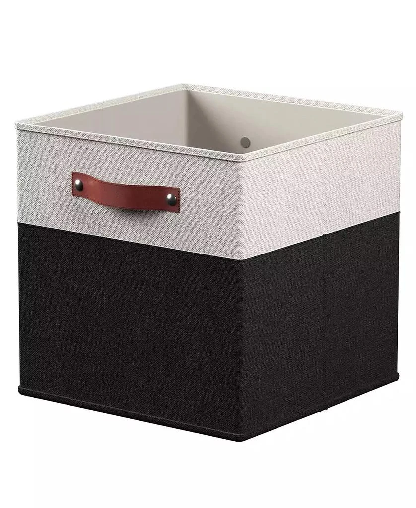 Ornavo Home 6 Pack Linen Fabric Kallax Storage Cube Bin with Faux Leather Handles 6