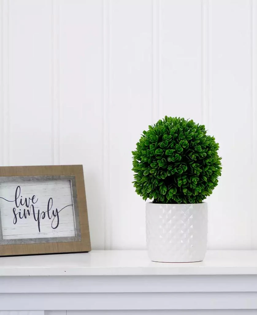 NEARLY NATURAL 10" Artificial Boxwood Topiary Plant with Decorative Planter 3