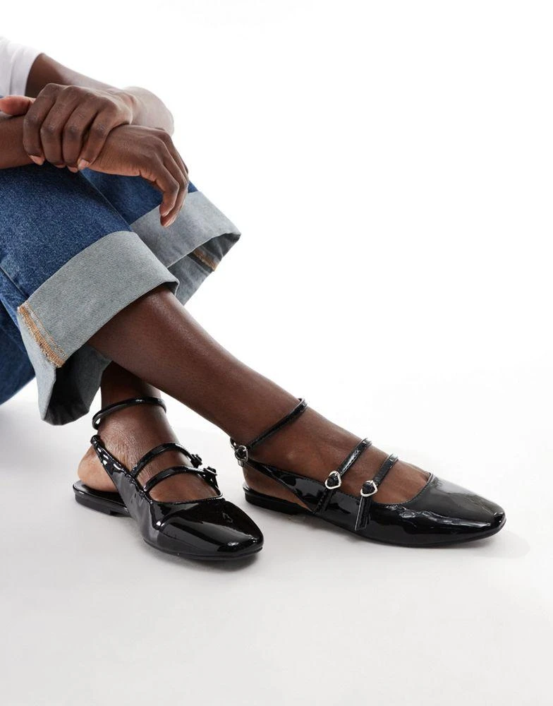 Bershka Bershka flat slingback sandals in black 1