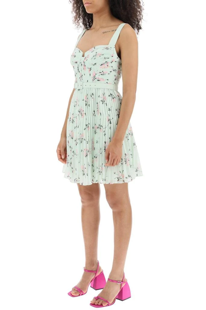 SELF PORTRAIT mini dress in pleated chiffon with floral motif 4