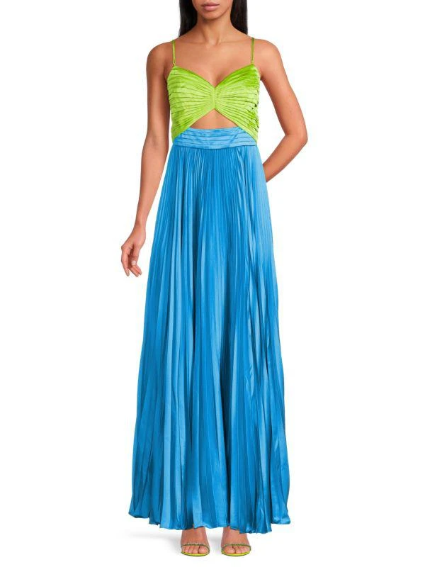 AMUR Silas Accordion Pleated Two Tone Maxi Dress 1