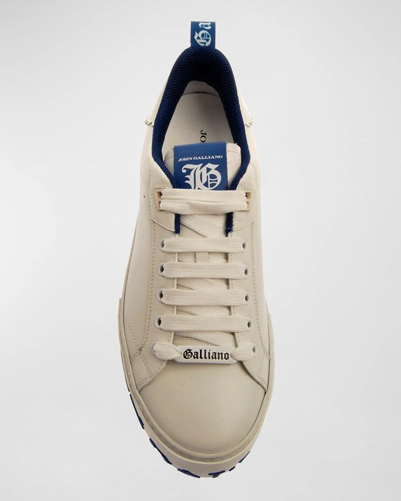 John Galliano Paris Men's Logo Sole Low-Top Leather Sneakers 4