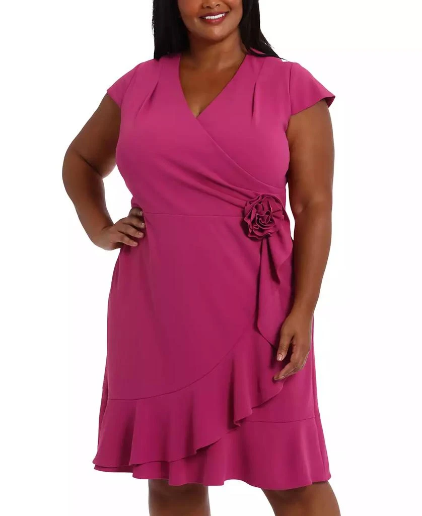 London Times Plus Size Short-Sleeve V-Neck Faux-Wrap Dress 5