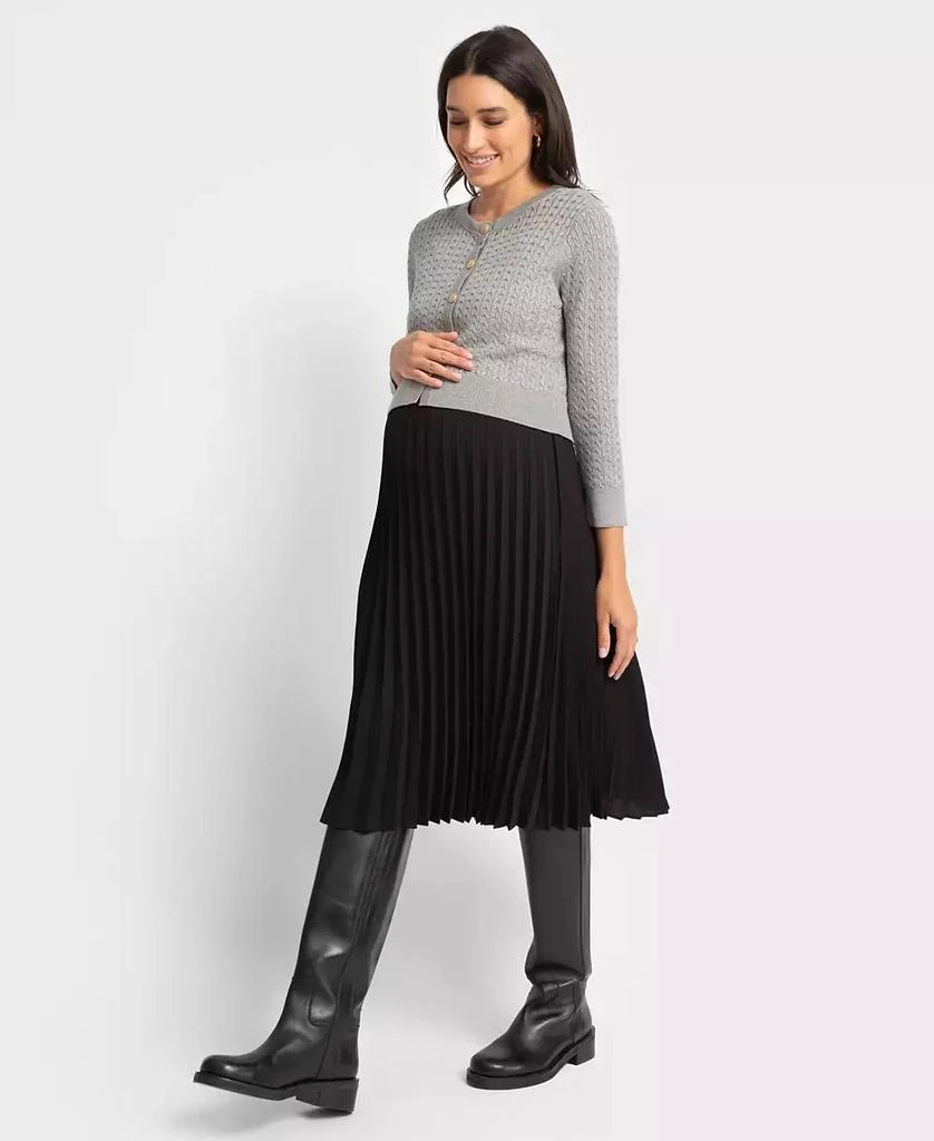Seraphine Women's Pleated Maternity Nursing Dress with Cardigan Topper 8
