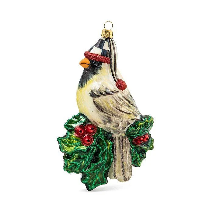 MacKenzie-Childs Glass Snow Cardinal Ornament 1